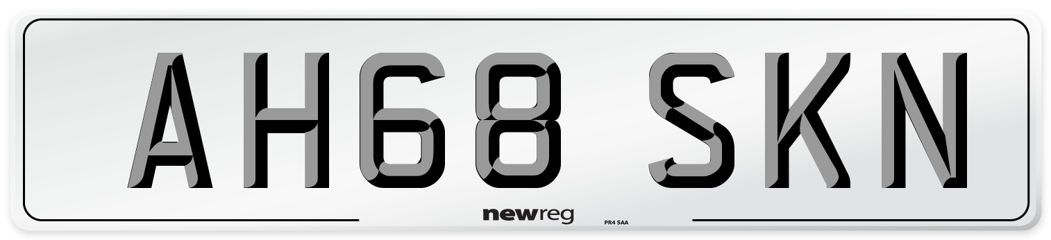 AH68 SKN Number Plate from New Reg